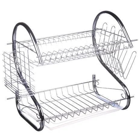 Сушилка сушка, подставка для посуды двухъярусная хромированная Clean House New Arrival 6481 фото