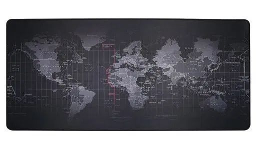 Великий ігровий комп'ютерний килимок для миші, мишки Мапа світу 80x30см чорний 5922 фото