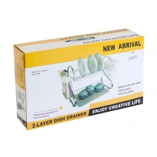 Сушилка сушка, подставка для посуды двухъярусная хромированная Clean House New Arrival 6481 фото