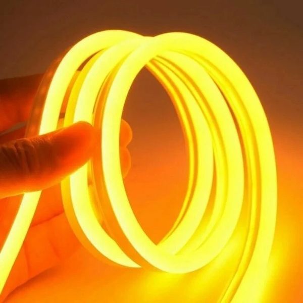 Світлодіодна Стрічка силіконова LED NEON12V-220V універсальна 5м Yellow 6407 фото