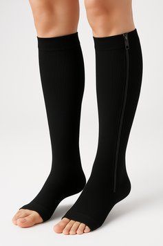 Компрессионные утягивающие гольфы Zip Sox от варикоза на молнии (Зип Сокс), L/XL, черные 6416 фото