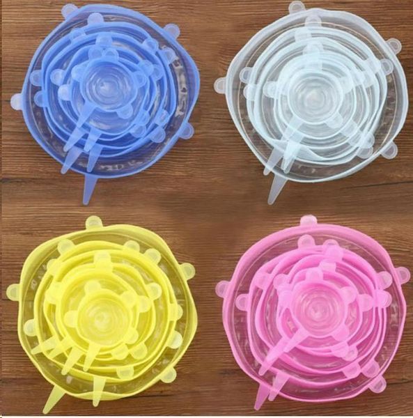Набір силіконових кришок для посуду 6 шт, еластичні кришки Silicone Stretch Lids 5515 фото