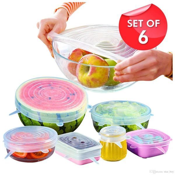 Набір силіконових кришок для посуду 6 шт, еластичні кришки Silicone Stretch Lids 5515 фото