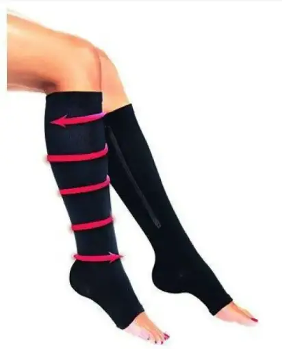 Лікувальні компресійні стягувальні гольфи Zip Sox від варикозу на змійці (Зип Сокс) S/M чорні 6417 l фото