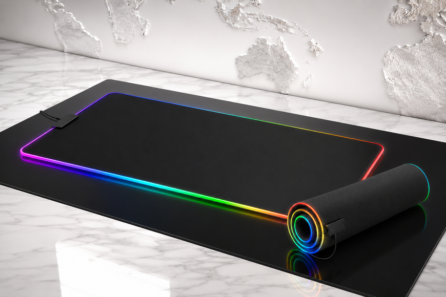 Ігровий килимок для миші та клавіатури з RGB-підсвіткою 70x30 см великий комп&rsquo;ютерний килимок 12 режимів 7841 фото