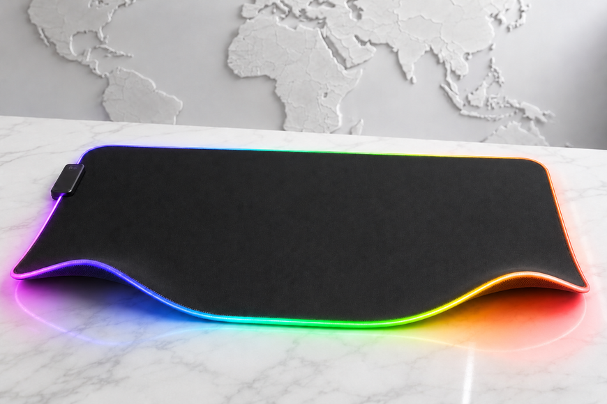 Ігровий килимок для миші та клавіатури з RGB-підсвіткою 70x30 см великий комп&rsquo;ютерний килимок 12 режимів 7841 фото
