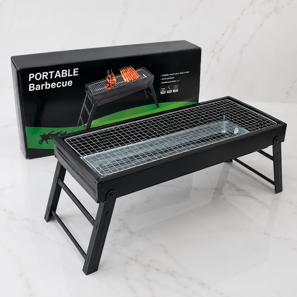 Розкладний портативний мангал BBQ Grill Portable 60*22*32, гриль-барбекю з решіткою для пікніка та дачі 7435 фото