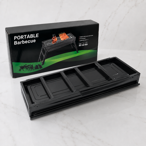 Розкладний портативний мангал BBQ Grill Portable 60*22*32, гриль-барбекю з решіткою для пікніка та дачі 7435 фото