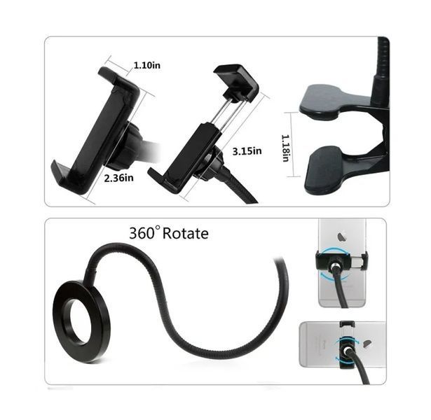 Кольцевая LED-лампа с держателем для телефона (USB, 10 уровней яркости, 3 режима света) 4791 фото
