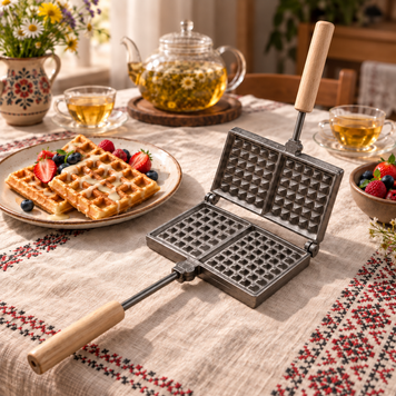 Форма для выпечки бельгийских вафель с деревянными ручками, 15x10 см 6610 фото
