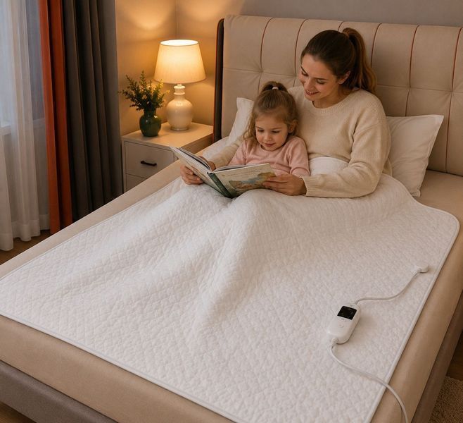 Електропростирадло Electric Blanket 150х120 см біле, 130 Вт, 3 режими нагрівання, таймер 2/8 год 8052 фото