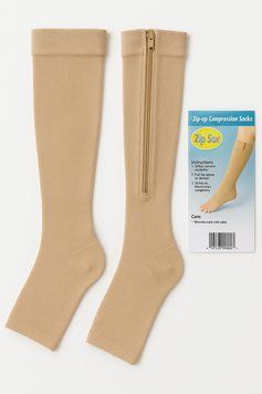 Лечебные компрессионные утягивающие гольфы Zip Sox от варикоза на молнии (Зип Сокс) телесные L/XL 5994 фото
