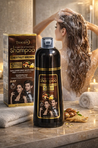 Шампунь-фарба для волосся коричнева Thao&WY Argan Oil, 500 мл 7299 фото