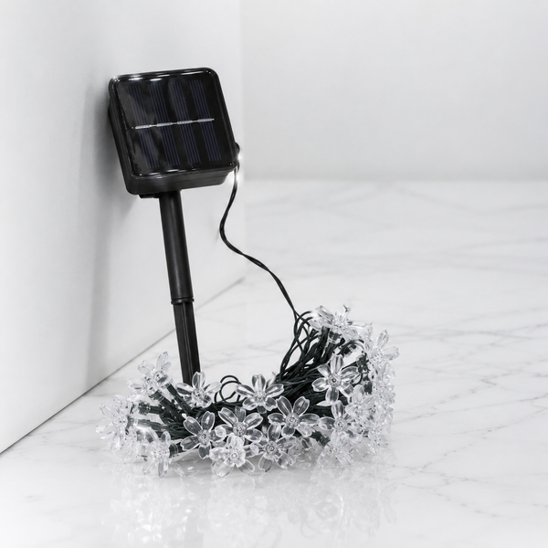 Вулична гірлянда Сакура на сонячній батареї 5 м 20 LED теплий білий світло 8 режимів сакура 7704 фото