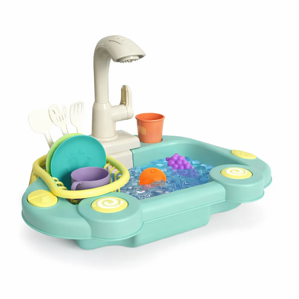 Детская мойка с водой и краном (течёт вода) 19 предметов | Игрушечная кухня Kitchen Wash Basin 7502 фото