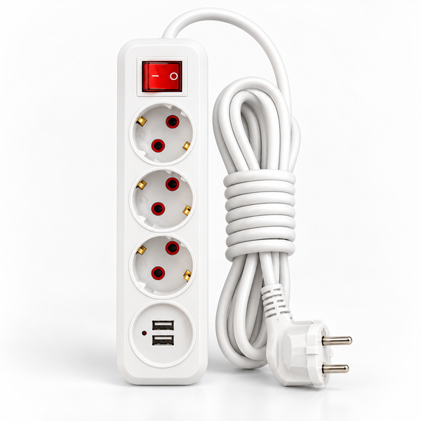 Електричний подовжувач з вимикачем 3 розетки / 3 м + 2 USB &mdash; універсальне рішення для дому та офісу 7195 фото