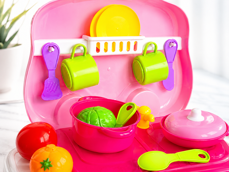 Дитяча кухня у валізці HAPPY CHEF 678-101A ігровий набір з посудом і продуктами від 3 років 7705 фото