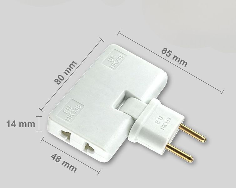 Сетевой тройник-переходник 3-в-1, поворотный на 180&deg;, 250V 10A | Компактный адаптер для розетки 7167 фото