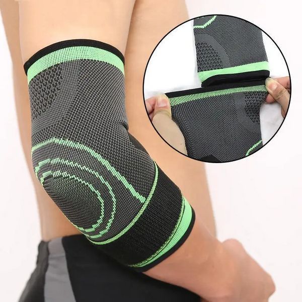 Еластичний бандаж на лікоть Elbow Support, компресійний налокітник на липучці, фіксатор ліктьового суглоба чорно-зелений 5904 фото