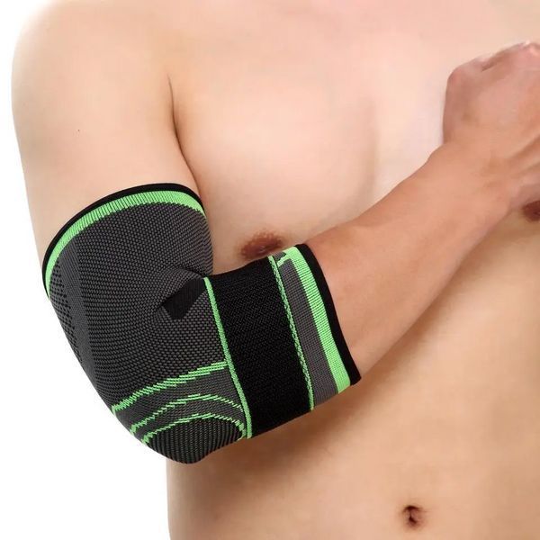 Еластичний бандаж на лікоть Elbow Support, компресійний налокітник на липучці, фіксатор ліктьового суглоба чорно-зелений 5904 фото