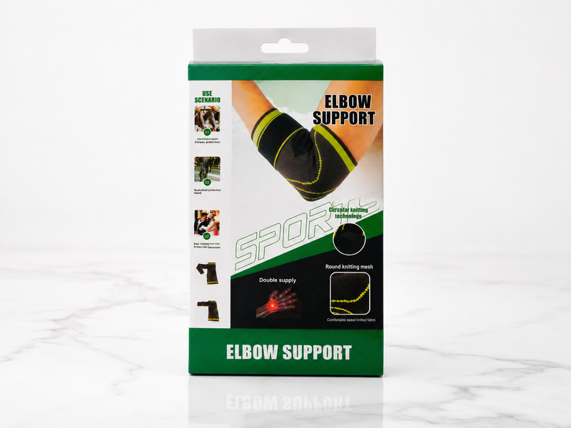 Еластичний бандаж на лікоть Elbow Support, компресійний налокітник на липучці, фіксатор ліктьового суглоба чорно-зелений 5904 фото