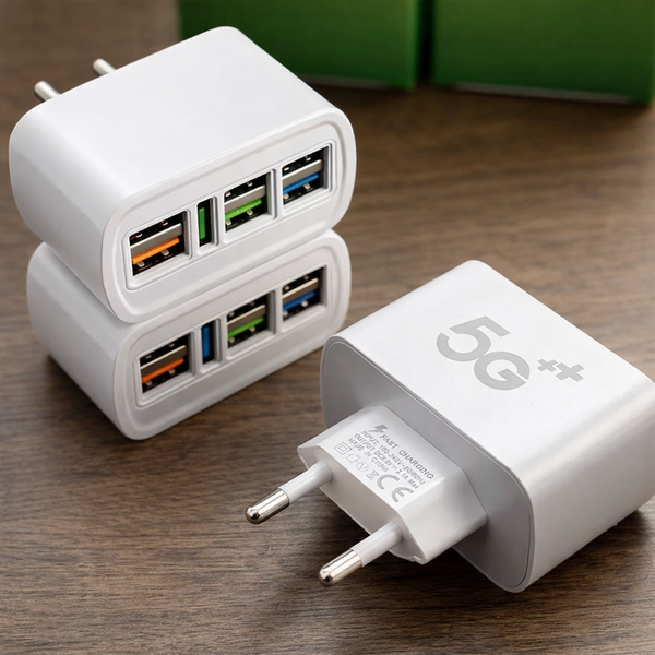 Зарядний пристрій на 6 USB портів 3.1A з швидкою зарядкою | Мережевий адаптер для дому та офісу 7407 фото