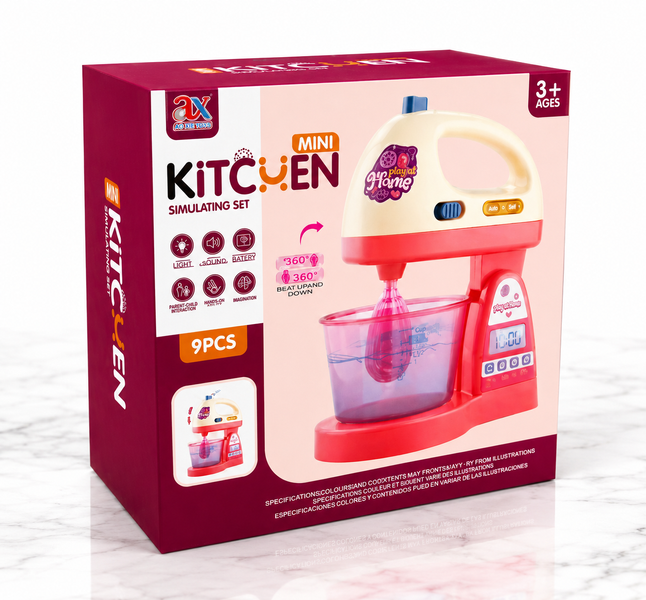 Дитячий міксер MINI KITCHEN зі звуковими ефектами, ігровий набір кухня 9 предметів 7714 фото