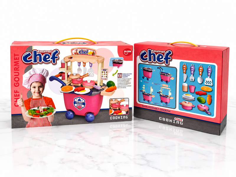 Дитяча кухня на колесах Chef, ігрова кухня-візок з посудом та аксесуарами, 16 предметів 7716 фото