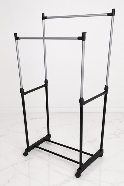 Вішалка для одягу подвійна телескопічна підлогова Double-Pole MINI 720-1300х450х1000-1600 мм 2009 фото