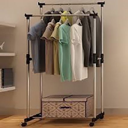 Вішалка для одягу подвійна телескопічна підлогова Double-Pole MINI 720-1300х450х1000-1600 мм 2009 фото