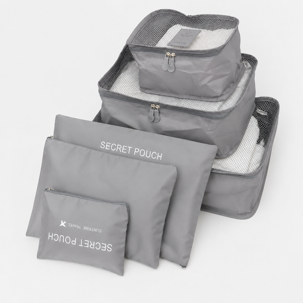 Набір Дорожніх органайзерів для речей, документів,косметики Secret Pouch 6 штук сірий 6212 фото