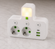 Розгалужувач у розетку 2 гнізда + 2 USB + Type-C з кнопками (трійник з USB) підсвічування 7574 фото 2