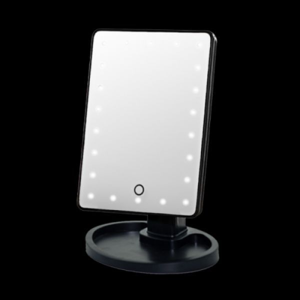 Дзеркало для макіяжу Large Led Mirror настільне з LED-підсвіткою 22 світлодіоди чорне 5674 фото