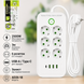 Подовжувач мережевий фільтр 3 м на 6 розеток + 3 USB + Type-C з кнопкою (білий) 7575 фото 1