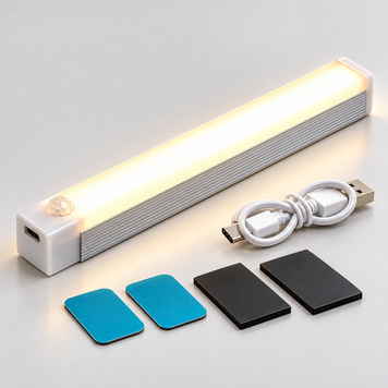 Светильник LED с датчиком движения 20 см, аккумуляторный, с USB-зарядкой и магнитным креплением 8054 фото