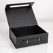 Подарункова коробка з ручкою BLACK 28,2&times;20,9&times;9,2 см, складана чорна коробка на магнітах під шкіру 7726 фото 5