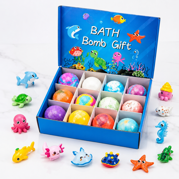 Набор детских бомбочек для ванны 12 шт BATH BOMB GIFT с игрушками-сюрпризами 7777 фото