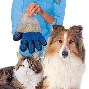 Перчатка - расческа для вычесывания шерсти для собак и кошек Deshedding 1578 фото